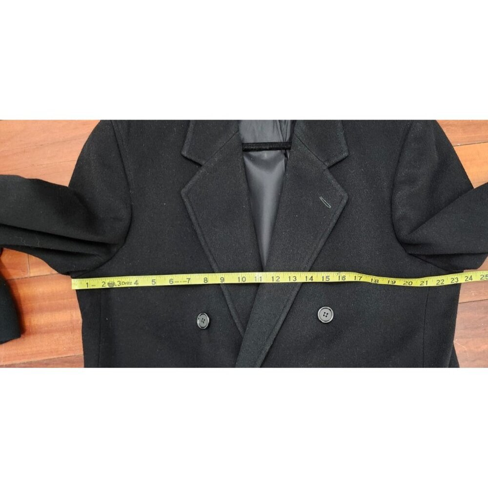 Mens Andrew Fezza Cashmere Blend Overcoat Black Double Breasted Long Coat L - Picture 12 of 16